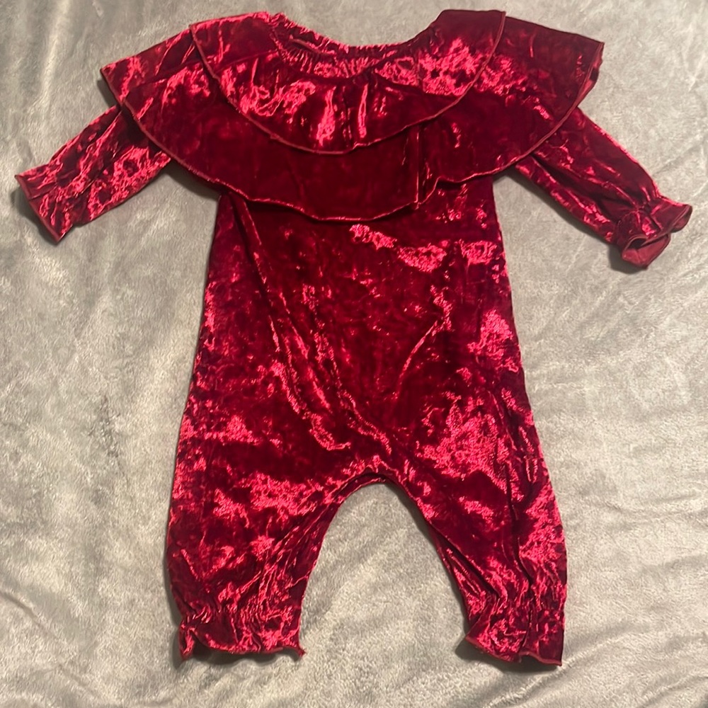 6-12 m gorgeous red velour/velvet one piece